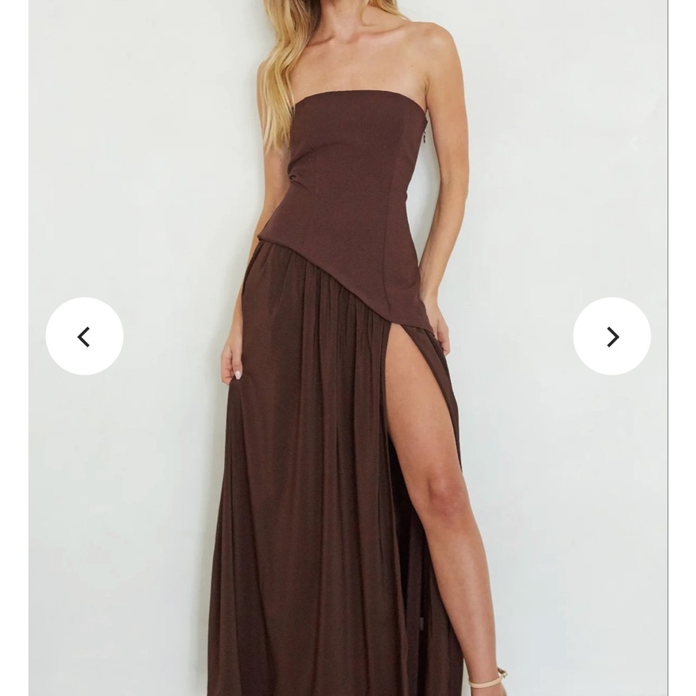 American Threads Chocolate Strapless Maxi Dress